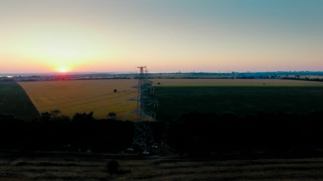 Electricity-power-station-at-a-sunset