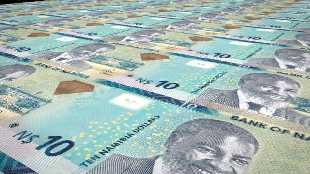 Billetes-de-diez-dólares-de-Namibia-de-Namibia,-dinero-en-efectivo,-lazo