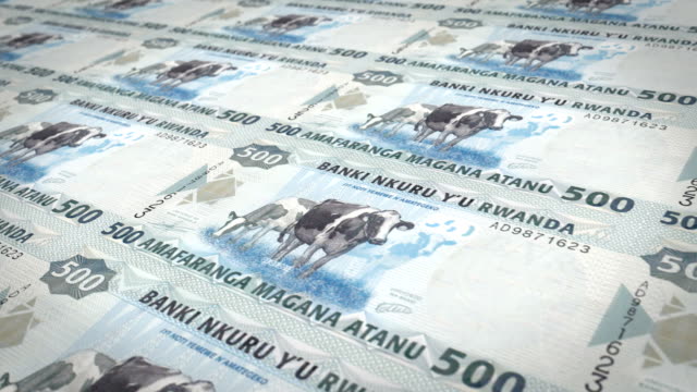Banknoten-von-fünfhundert-ruandischen-Francs-von-Ruanda,-Bargeld,-loop