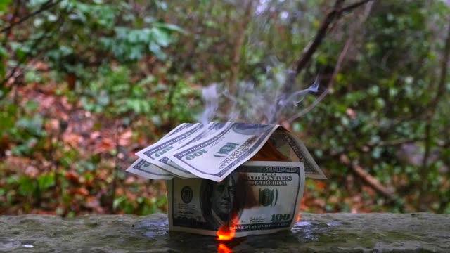 Brennendes-Haus-Dollar-Rechnungen