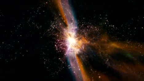 Volar-a-través-de-campos-de-estrellas-y-galaxias-en-el-espacio-profundo-como-una-supernova-explosiones-de-luz