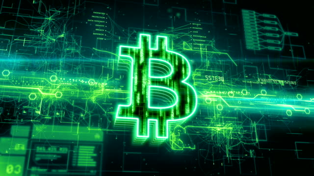 Bitcoin-Symbol-auf-abstrakte-grünem-Hintergrund