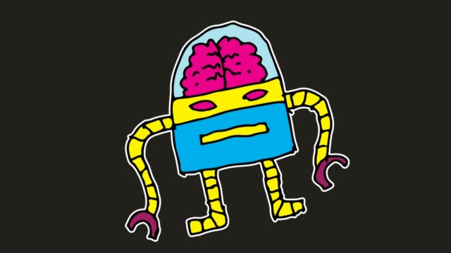 Kids-drawing-black-Background-with-theme-of-smart-robot