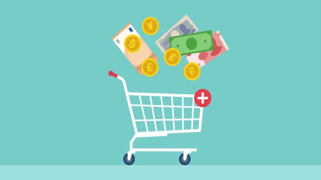 Cash-money-falling-in-a-shopping-cart
