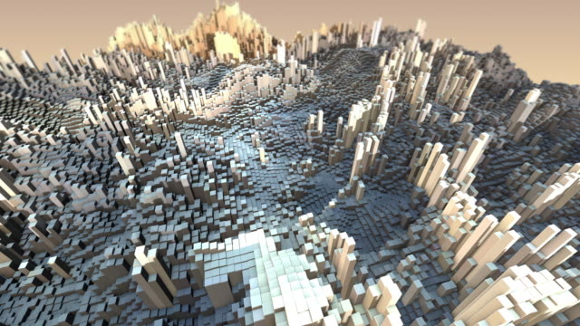 Animación-de-fondo-de-la-ciudad-3D-abstracta-con-cubos-en-movimiento