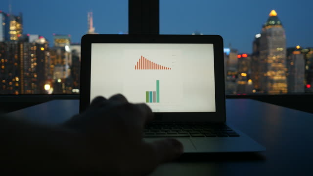 Computer-Screen-with-Business-Chart-and-Cityscape-Background.-Start-Up-Enterprise-Work-Growth-Financial-Industry-Success