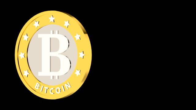 Bitcoin-Drehung-über-schwarz