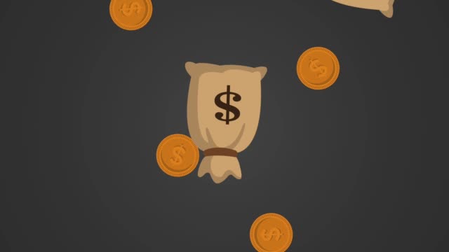 Geldtaschen-und-Münzen-regnen-HD-animation