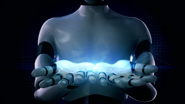 Roboter,-Cyborg,-Arm,-künstliche-Intelligenz-zu-öffnen.-4-k-Größe-Film