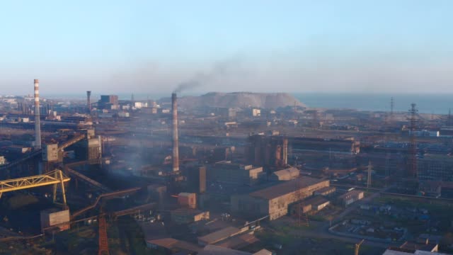 Metallurgical-plant-in-the-evening.-Aerial-view