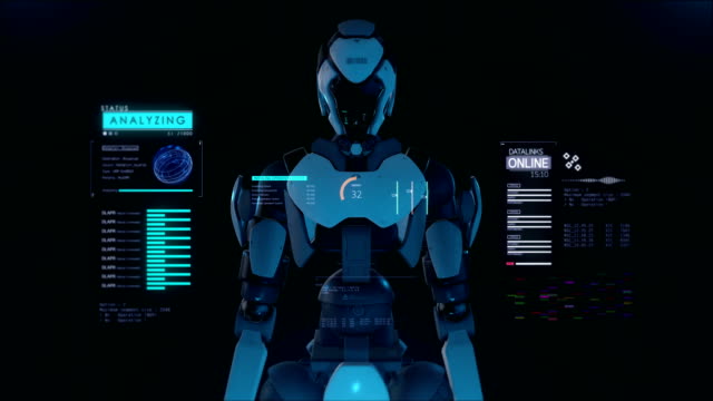 Futuristic-robot-with-hologram