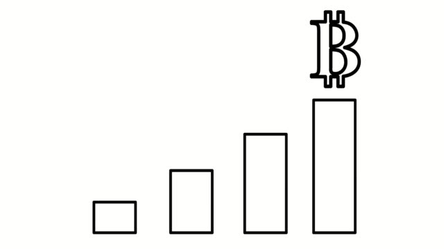 Self-drawing-animation-of-isolated-bitcoin.-Bit-coin-rating.-Business-growth-graph.-Digital-economy.