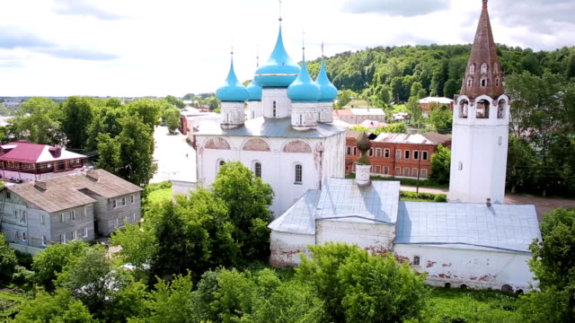 Cathedral-of-the-Annunciation-in-Gorokhovets,-Russia,-aerial-shot