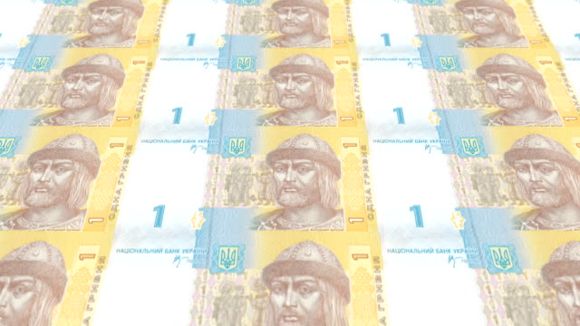 Billetes-de-un-ucraniano-hryvnia-de-Ucrania,-dinero-en-efectivo,-lazo