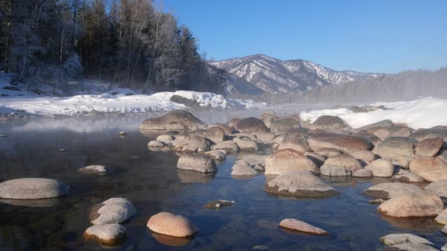 Felsbrocken-im-Wasser-des-Altai-Fluss-Katun-auf-blauen-Seen-zu-platzieren