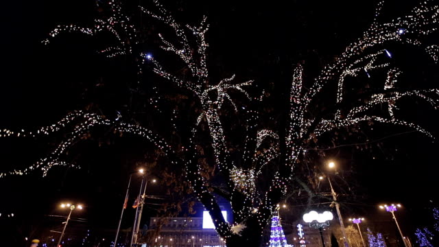 Christmas,-New-year-time-in-city-streets,-decorated-and-illuminated.