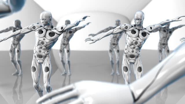 Robots-de-Inteligencia-Artificial-AI-bailando-simulación-de-aprendizaje-profundo