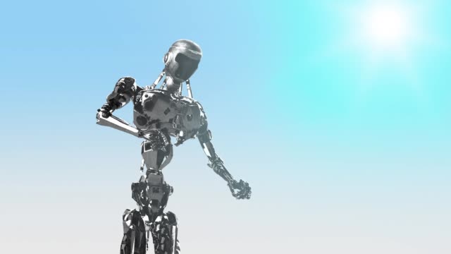 Läuft,-Cyborg,-Roboter-laufen-3D-Rendern