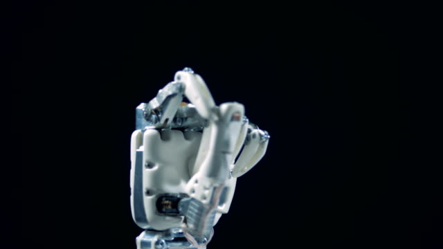 Palm-and-fingers-of-a-robotic-hand-are-moving