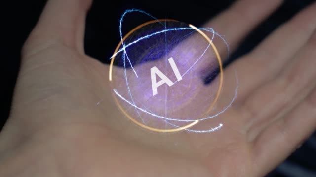 AI-Texthologramm-auf-einer-weiblichen-Hand