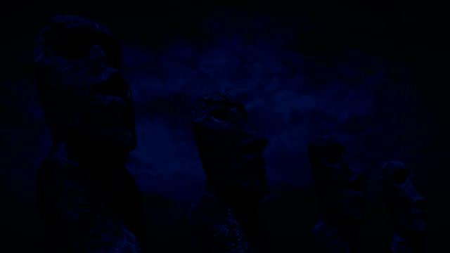 Easter-Island-Head-Statues-At-Night