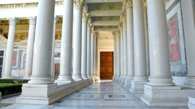 Walking-along-the-columns-in-Basilica-of-Saint-Paul