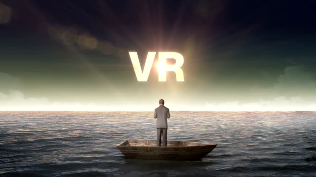 Rising-typo-'VR'-front-of-Businessman-on-a-ship