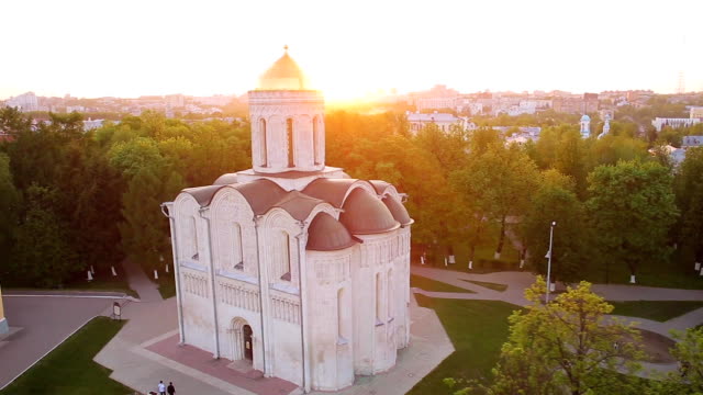 Aerial-view-Demetrius-Cathedral-in-Vladimir,-Russia