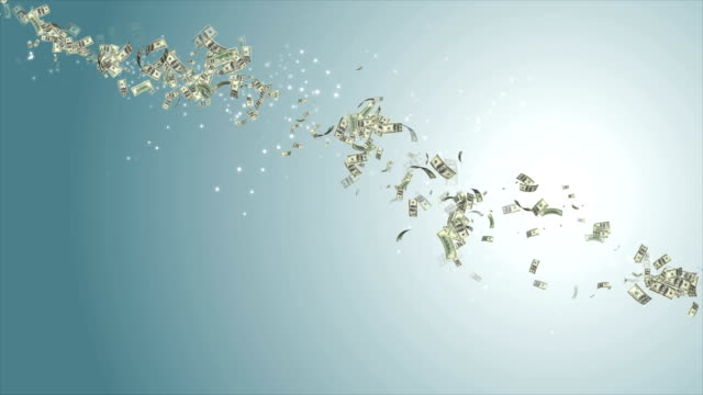 Währung-Geld-Doller-fliegen-im-Space---4k-video---eine-Menge-von-Banknoten-in-Luft