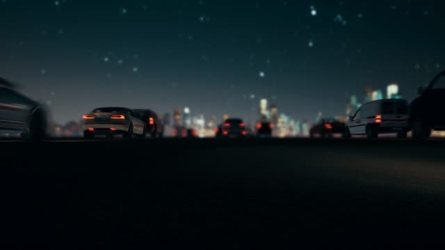 Car,-dark-sunset-with-Futuristic-network-and-technology.-4k