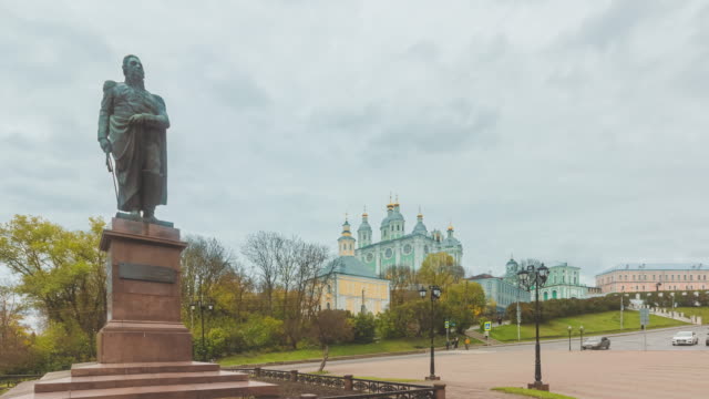 Stadt-Smolensk-Heilige-Himmelfahrt-Kathedrale-Zeitraffer