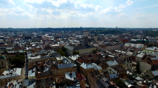 Aerial-view-of-old-town-of-Lviv