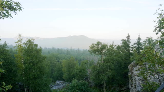 Rock-Mountain-Cliff-und-blauer-Himmel-mit-Bäume-und-Wald.-Pinienwald