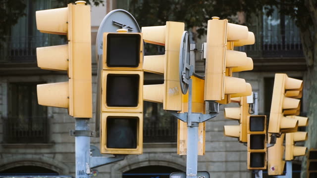 Traffic-light.-Yellow-traffic-light-with-green-light