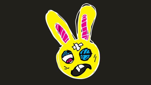 Kids-drawing-black-Background-with-theme-of-rabbit