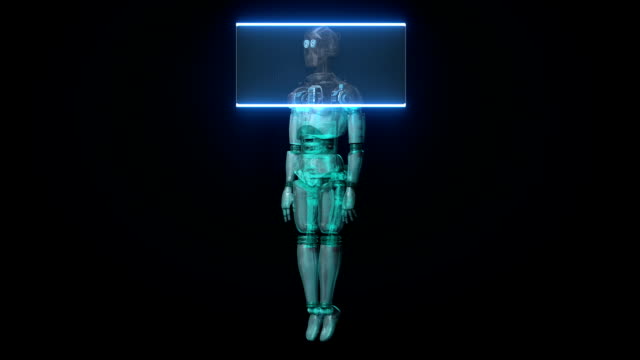 Scannen-rotierende-3D-Roboter-Körper.
