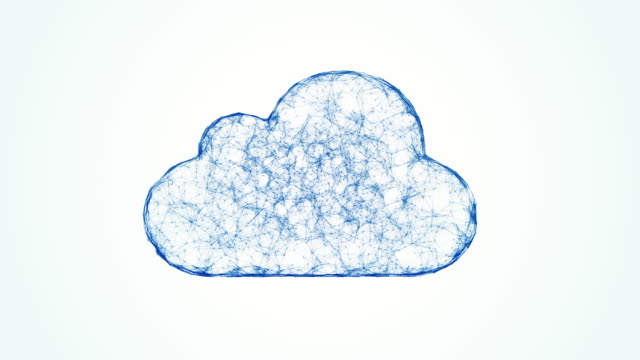 Cloud-computing-Symbol-aus-der-chaotisch-langsam-fahrenden-verbunden-sind-Punkte,-Cloud-Technologie,-cloud-Speicher,-Internet-der-Dinge