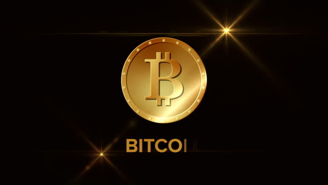Bitcoin-currency-symbol-on-the-dark-brown-background