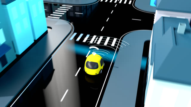Uno-mismo-conducción-coche---animación-3D