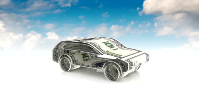 the-car-is-created-from-money,-the-concept-of-financing-the-auto-industry,-lending-to-buying-cars,-cash-costs-for-the-car.