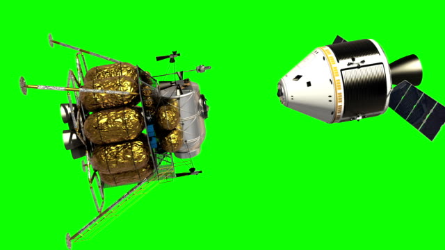 Undocking-The-Descent-Module-From-The-Spacecraft.-Green-Screen.
