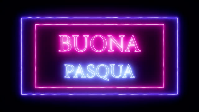 Animation-neon-sign-"Buona-Pasqua",-Happy-Easter-in-italian