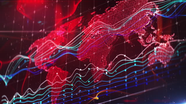 Abstract-stock-market-or-financial-news-background,-graphs-and-charts,-world-map