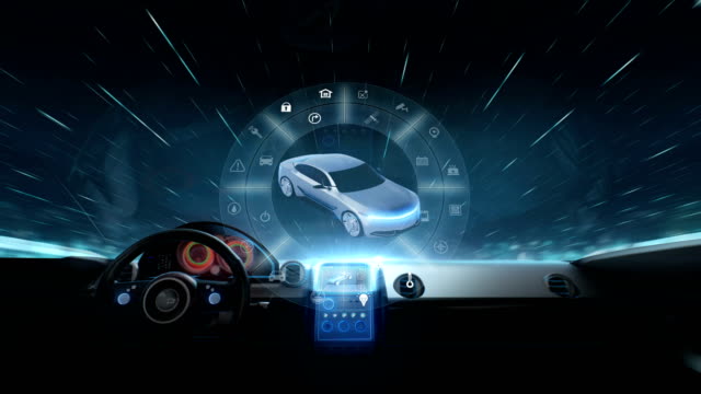 Innerhalb-von-Future-Hybridautos-mit-verschiedenen-smartIoT-Symbol,-Internet-der-Dinge.