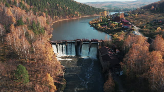 Aerial-view;-drone-moving-over-old-water-reservoir