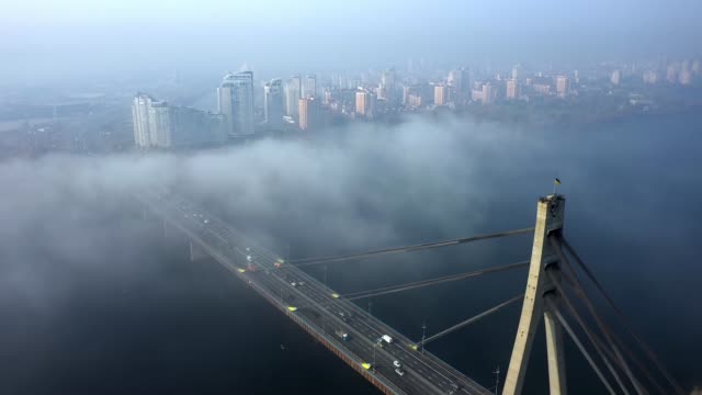 Aerial-View-Of-The-Foggy-Kyiv-City-In-Autumn.-HD