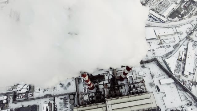 Aerial-view-of-a-smokestacks