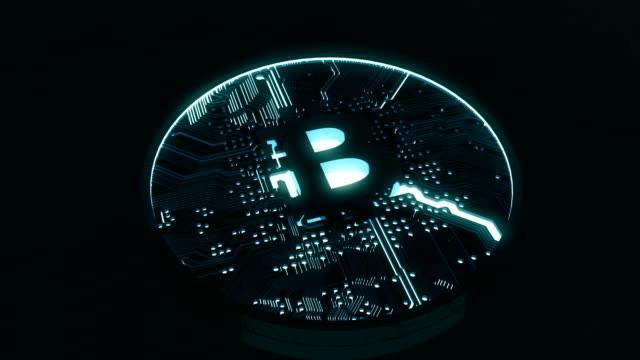 Detailansicht-einer-hochdetaillierten-Bitcoin.