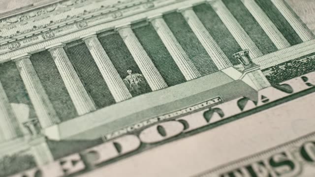 El-monumento-a-Lincoln-en-el-billete-de-un-dólar-cinco-de-los-Estados-Unidos
