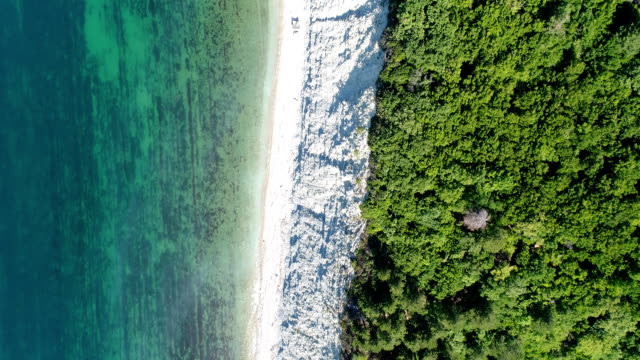 Aerial-view,-sea,-beach-and-forest.